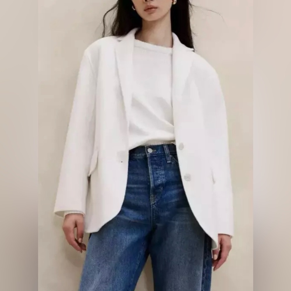Banana Republic S Nelli Oversized Double-Faced Blazer Small White